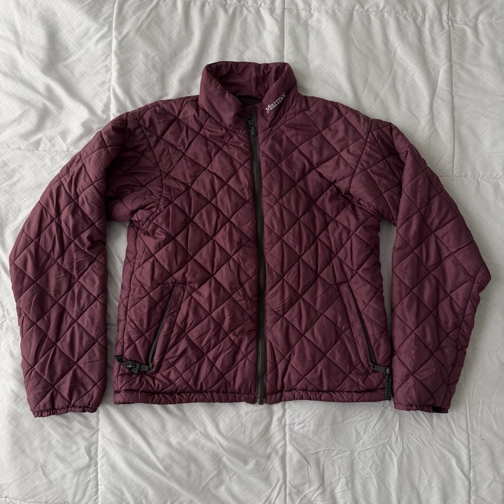 Marmot Quilted Puffer Zip Jacket Women’s S Purple Lined Insulated Outdoor Hiking
